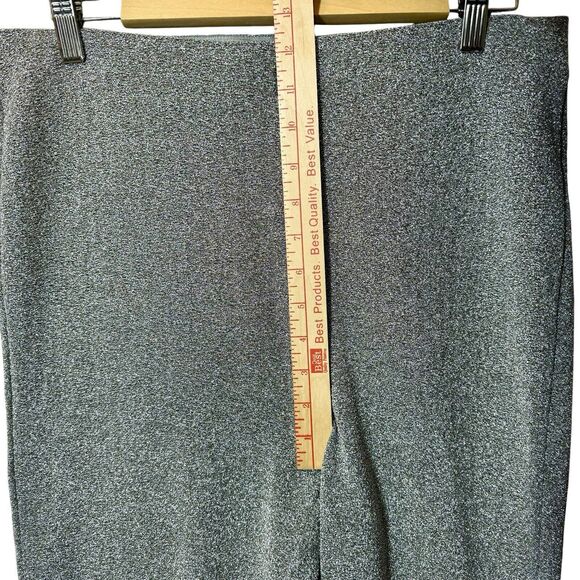 H&M Women’s Flared Dressy Pants Silver Metallic Pull On Size L Party Cocktails - Picture 9 of 11